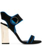 Lanvin Metallic Button Ankle Strap Sandals - Black