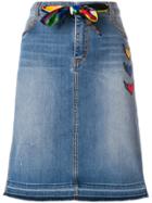 Ermanno Scervino Heart-embroidered Denim Skirt - Blue