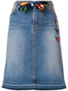 Ermanno Scervino Heart-embroidered Denim Skirt - Blue