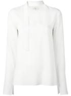 Tibi V-neck Detailing Blouse, Women's, Size: 6, White, Triacetate/polyester/silk