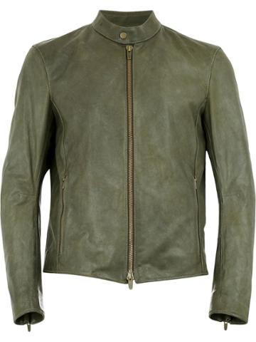 Ajmone Leather Biker Jacket - Green