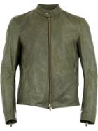 Ajmone Leather Biker Jacket - Green