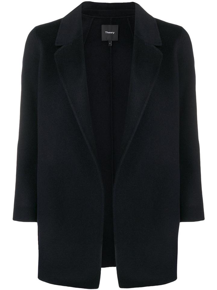 Theory Draped Fitted Cardi-coat - Blue