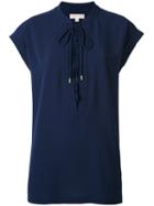 Michael Michael Kors - Drawstring Blouse - Women - Polyester/spandex/elastane - L, Blue, Polyester/spandex/elastane