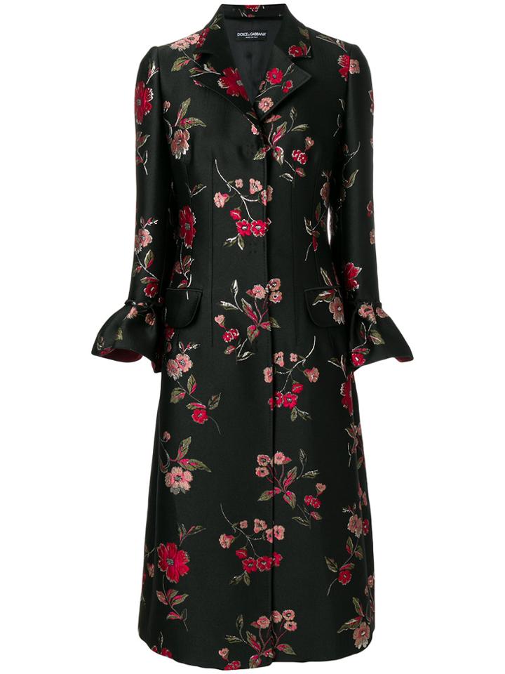 Dolce & Gabbana Floral Jacquard Coat - Black