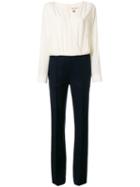 Semicouture Top And Trousers Style Jumpsuit - Neutrals