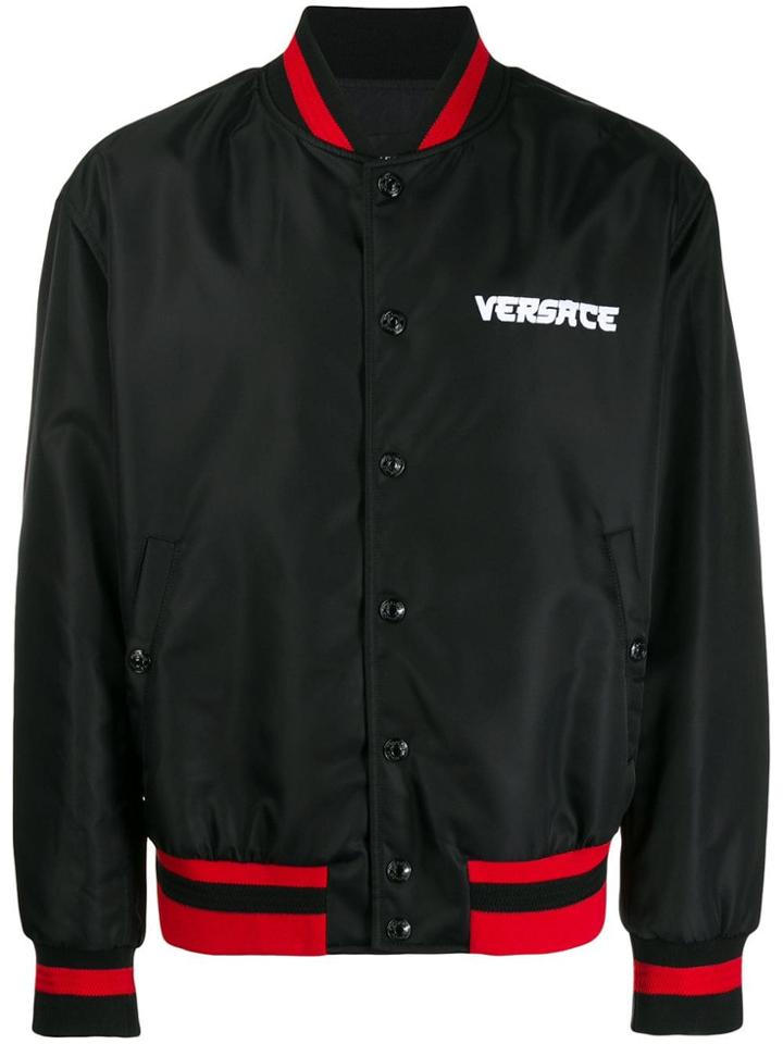 Versace Embroidered Medusa Bomber Jacket - Black