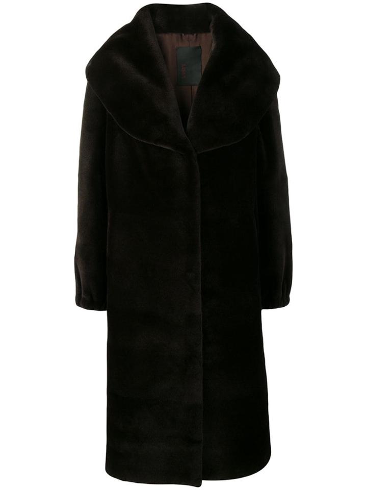 Liska Oversized Collar Coat - Brown
