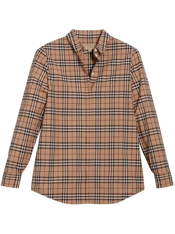 Burberry Check Cotton Shirt - Brown
