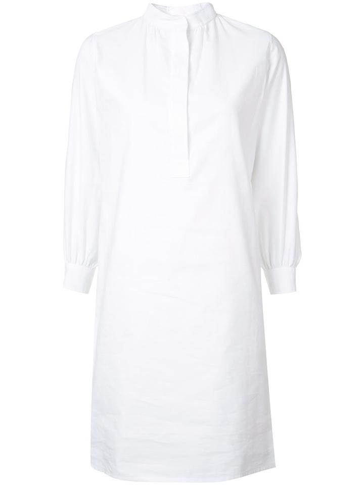 Atlantique Ascoli Mandarin Neck Shirt Dress, Women's, Size: 1, White, Cotton/linen/flax