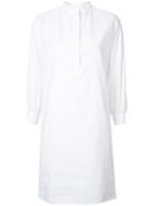 Atlantique Ascoli Mandarin Neck Shirt Dress, Women's, Size: 1, White, Cotton/linen/flax