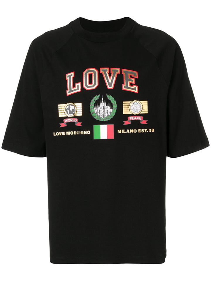 Love Moschino World Peace Print T-shirt - Black