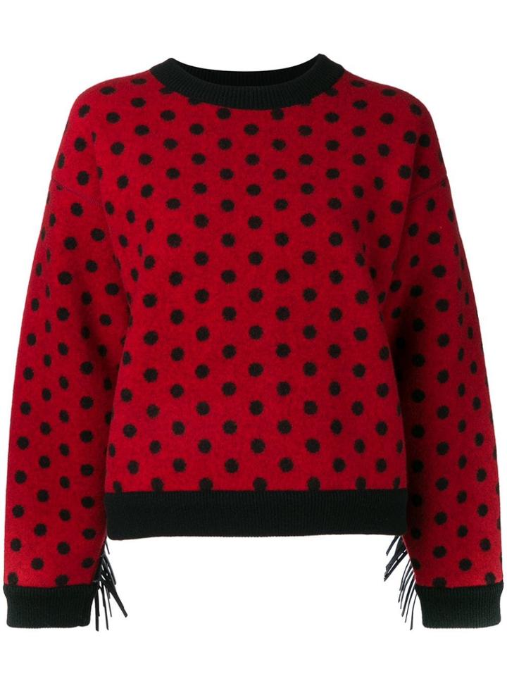 Alanui Fringed Polka Dot Jumper - Red