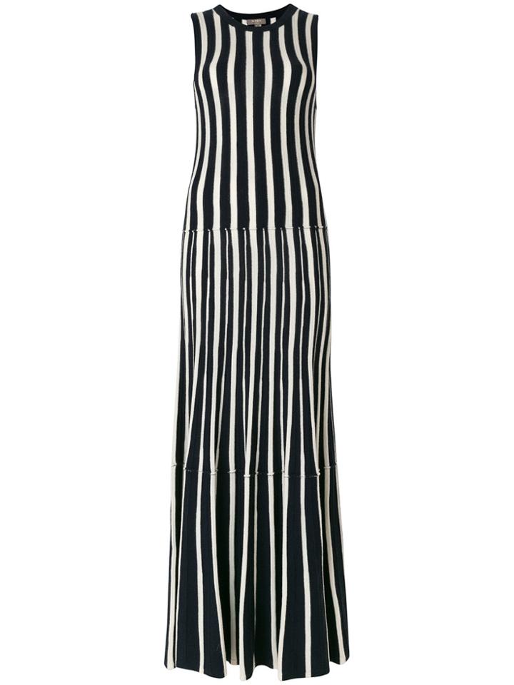N.peal Cashmere Contrast Stripe Maxi Dress - Blue