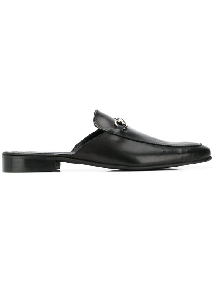 Daniele Alessandrini Leather Slippers - Black