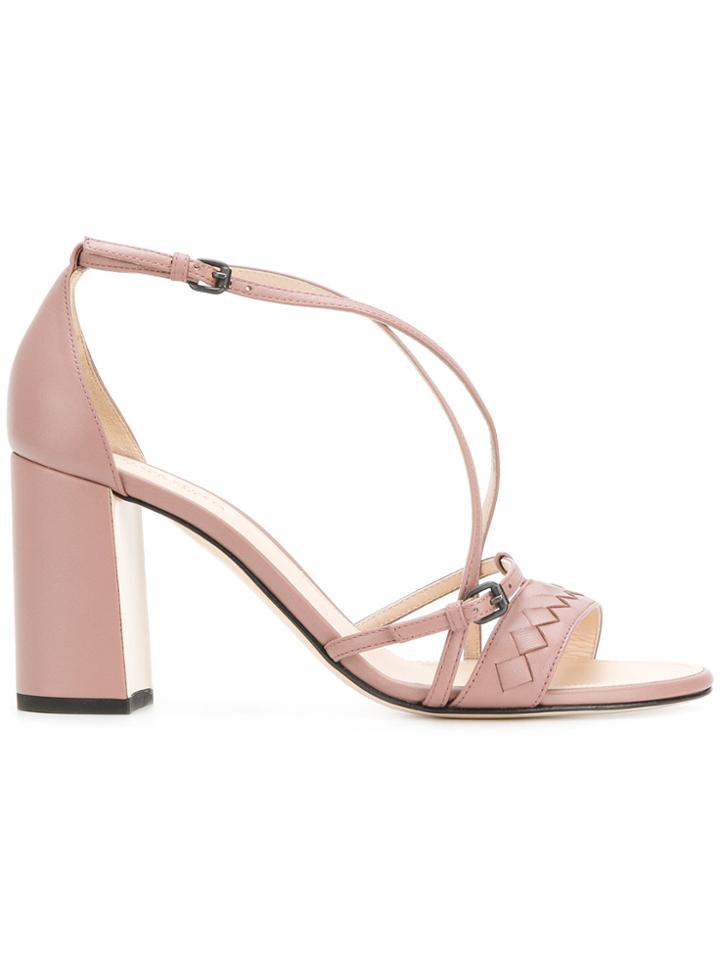 Bottega Veneta Intrecciato Heeled Sandals - Pink & Purple