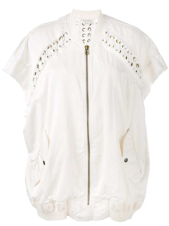 Faith Connexion - Oversized Lace Bomber Jacket - Women - Silk/cotton - M, Nude/neutrals, Silk/cotton