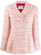 Chanel Pre-owned 1990's Woven Double-breasted Slim Jacket - Red