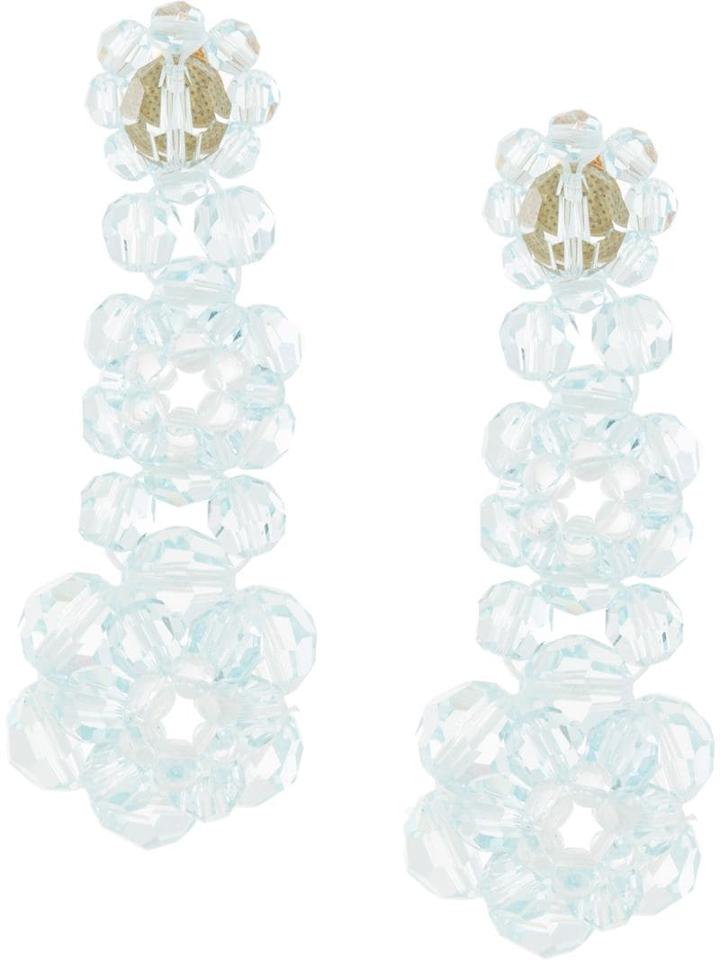 Simone Rocha Floral Beaded Earrings - Blue
