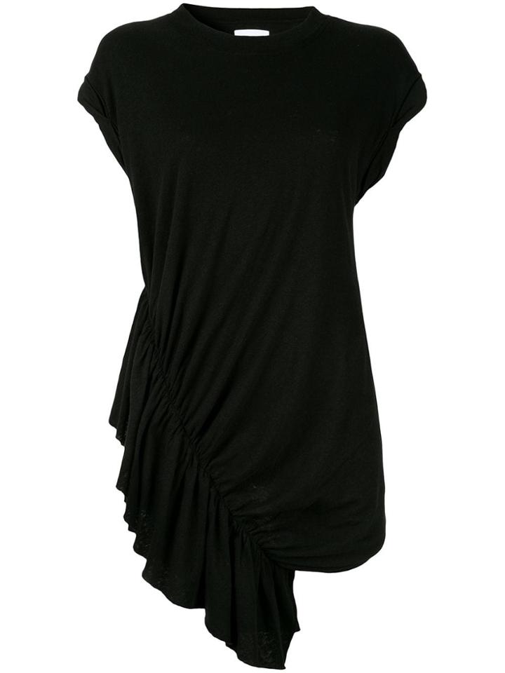 Current/elliott Gathered Ruched Side T-shirt Dress - Black
