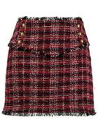 Pinko Frayed Tweed Mini Skirt - Red