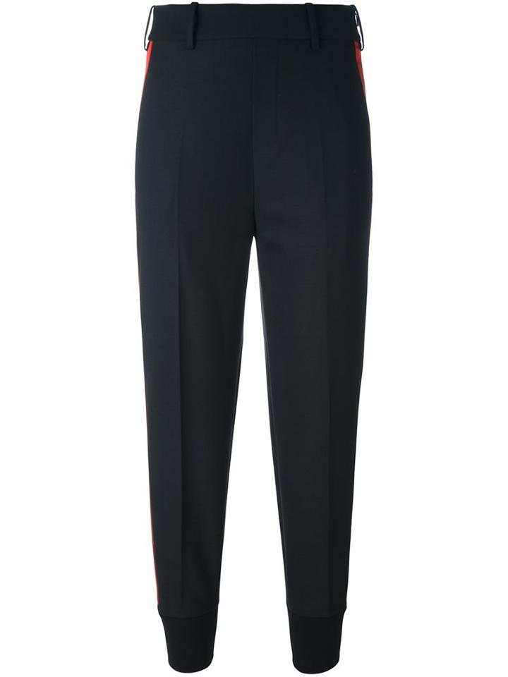 Neil Barrett Side Stripe Tapered Trousers, Women's, Size: 38, Black, Silk/cotton/polyester/virgin Wool