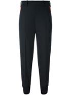 Neil Barrett Side Stripe Tapered Trousers, Women's, Size: 38, Black, Silk/cotton/polyester/virgin Wool