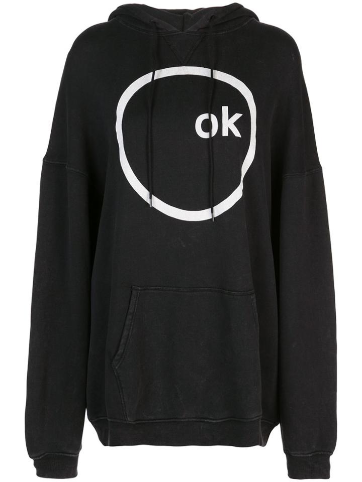R13 Ok Slogan Print Hoodie - Black