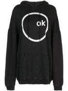 R13 Ok Slogan Print Hoodie - Black