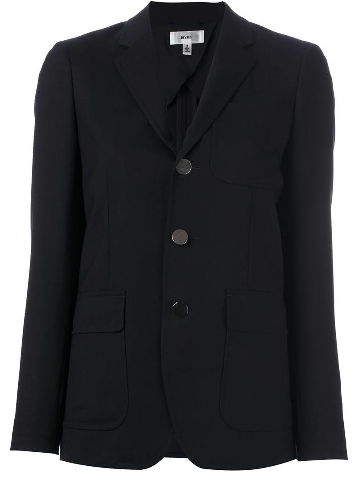 Hyke Three Button Blazer, Women's, Size: 3, Blue, Cupro/mohair/wool