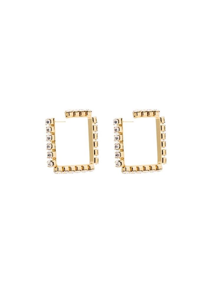 Area Crystal-embellished Hoop Earrings - Gold