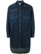 Maison Mihara Yasuhiro Long Embroidered Denim Shirt, Men's, Size: 50, Blue, Cotton