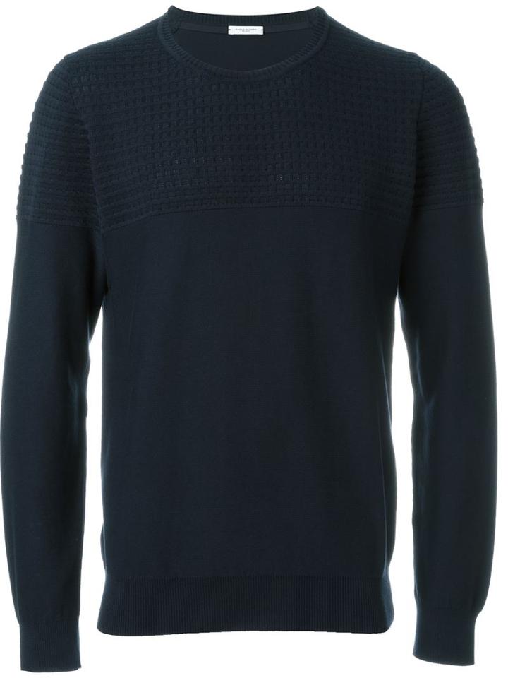 Paolo Pecora Crew Neck Sweater, Men's, Size: M, Blue, Cotton/polyamide