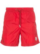 Moncler Logo Patch Swim Shorts - Red