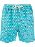 Mc2 Saint Barth Vespa Printed Swim Shorts - Blue