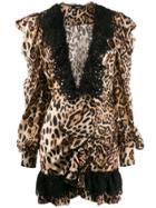 Amen Deep V-neck Leopard Print Dress - Neutrals