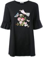 Vivetta - Embroidered T-shirt Dress - Women - Cotton - 42, Black, Cotton