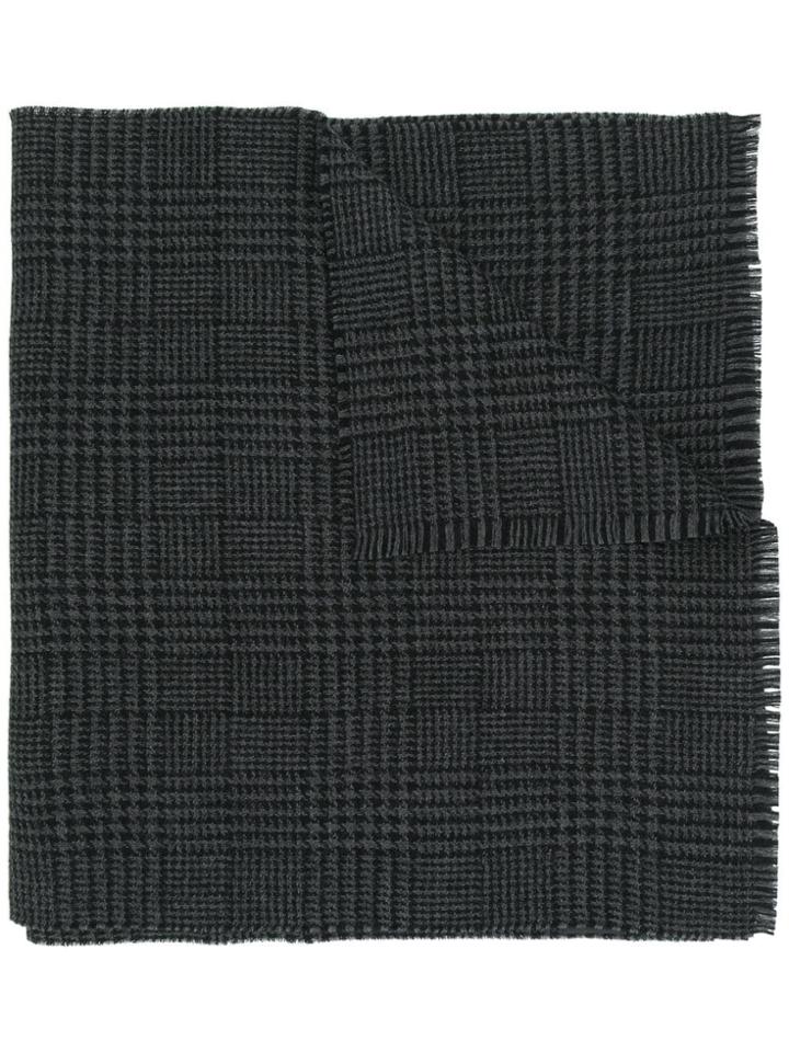 Saint Laurent Houndstooth Check Scarf - Grey