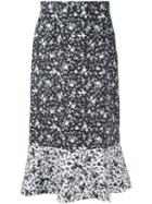Le Ciel Bleu Floral Print Midi Skirt, Women's, Size: 38, Black, Polyester