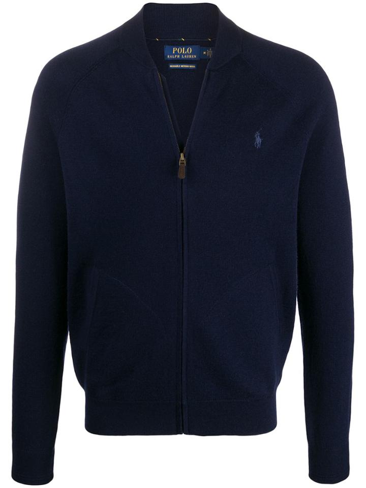 Polo Ralph Lauren Logo Embroidery Zipped Cardigan - Blue