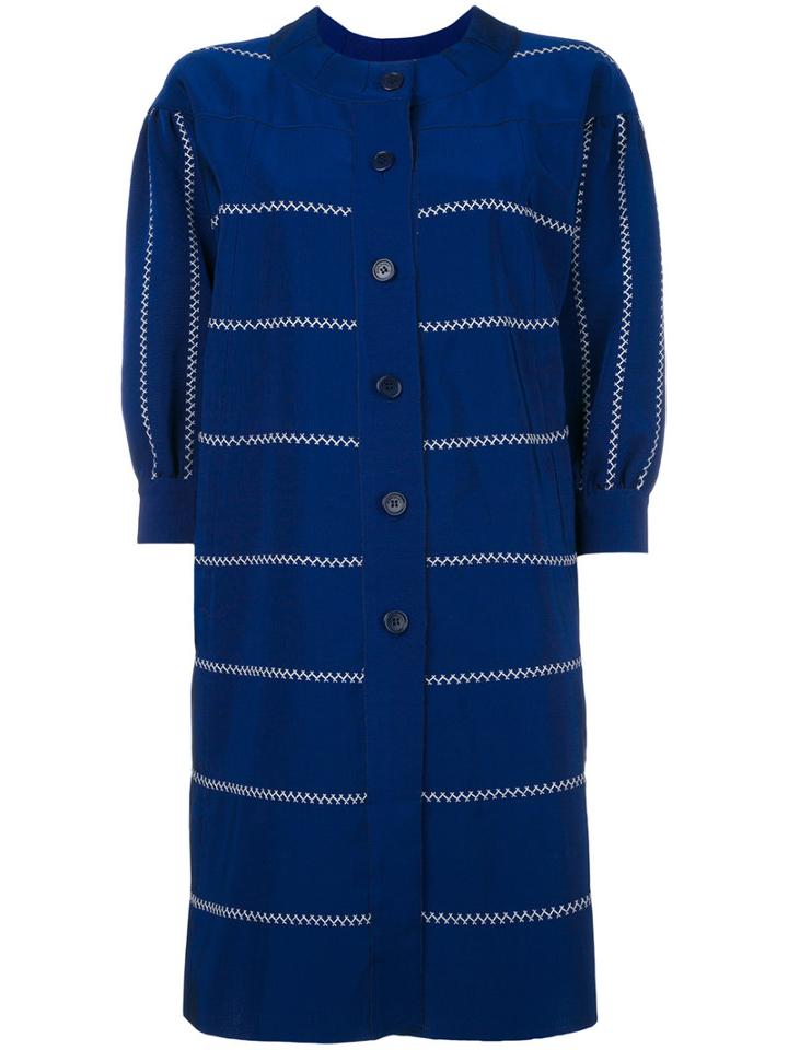Rossella Jardini Stitching Detail Coat, Women's, Size: 42, Blue, Cotton/viscose