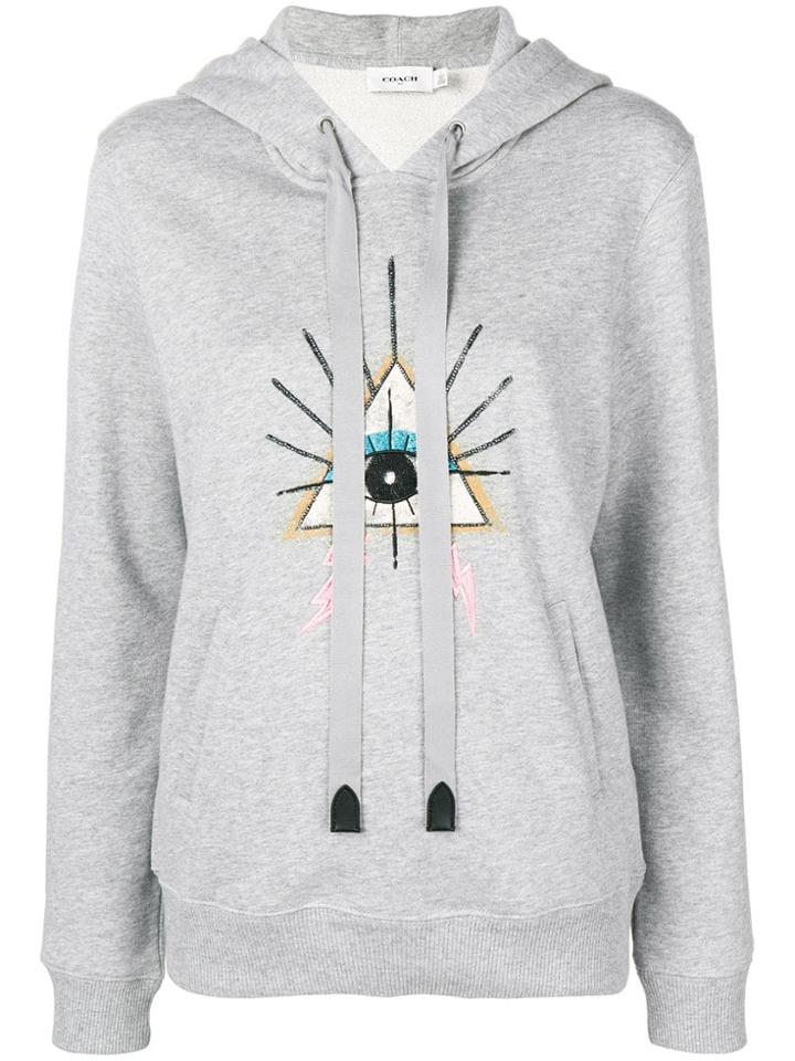 Coach Eye Patch Hoodie - Grey