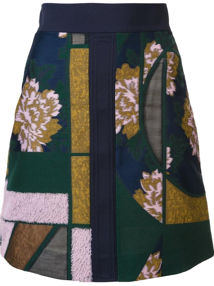 Roksanda Patchwork Skirt, Women's, Size: 10, Blue, Cotton/acrylic/polyester/wool