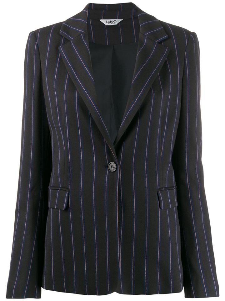 Liu Jo Pinstripe Single Breasted Blazer - Black