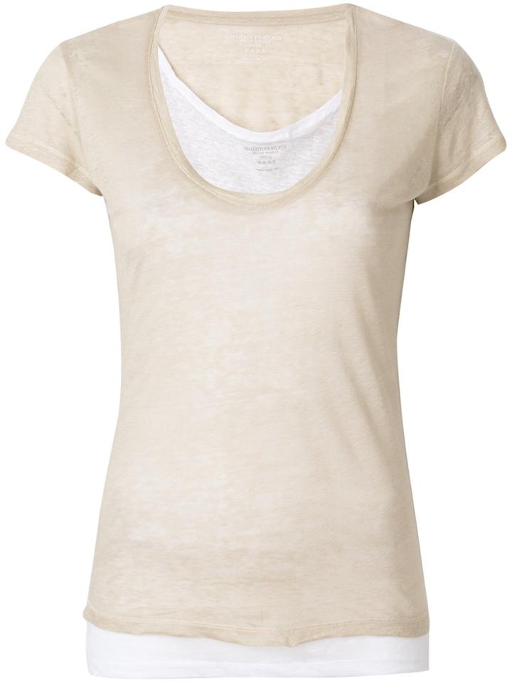 Majestic Filatures Layered Scoop Neck T-shirt - Nude & Neutrals