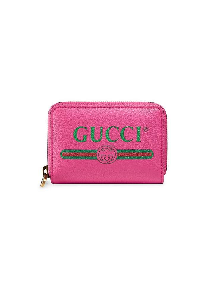 Gucci Gucci Print Leather Card Case - Pink