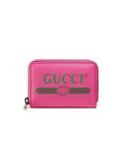 Gucci Gucci Print Leather Card Case - Pink