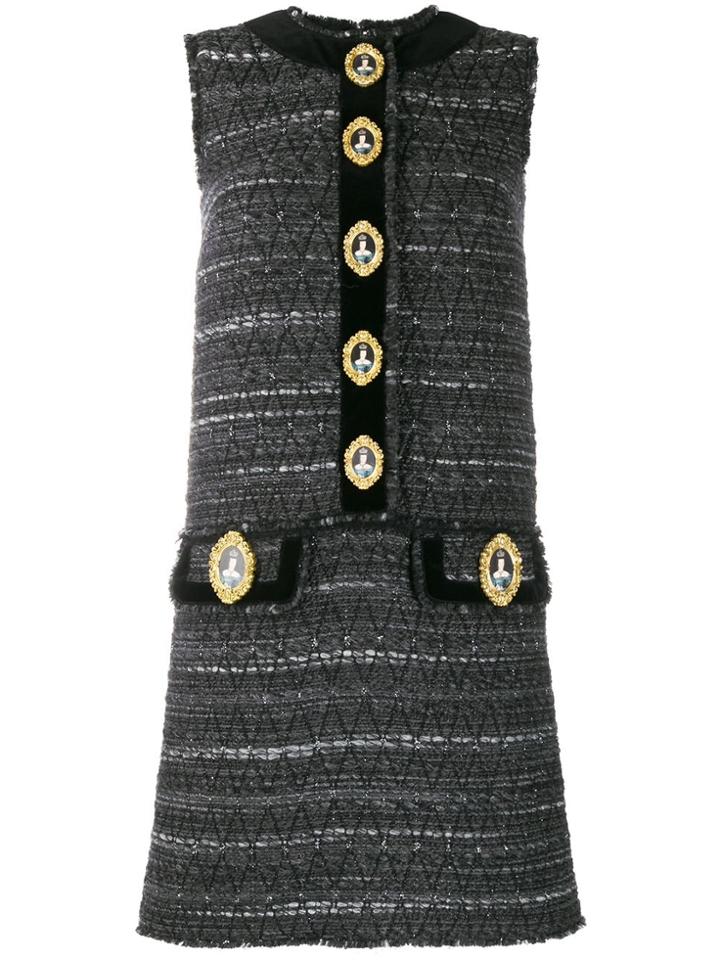 Dolce & Gabbana Knitted Queen-buttons Dress - Grey