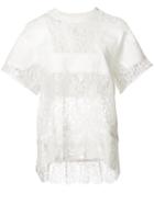 Sacai Floral Lace Top, Women's, Size: 2, White, Cotton/nylon/rayon