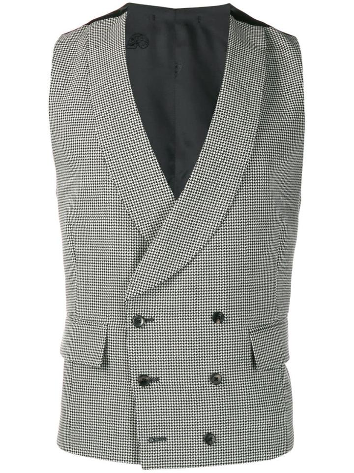 Gabriele Pasini Houndstooth Double-breasted Waistcoat - Black